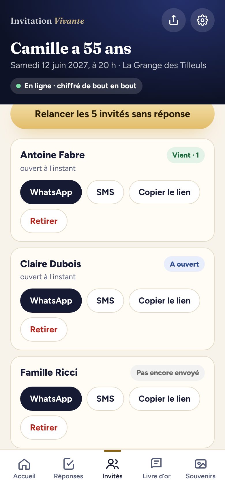 Invités et liens personnels