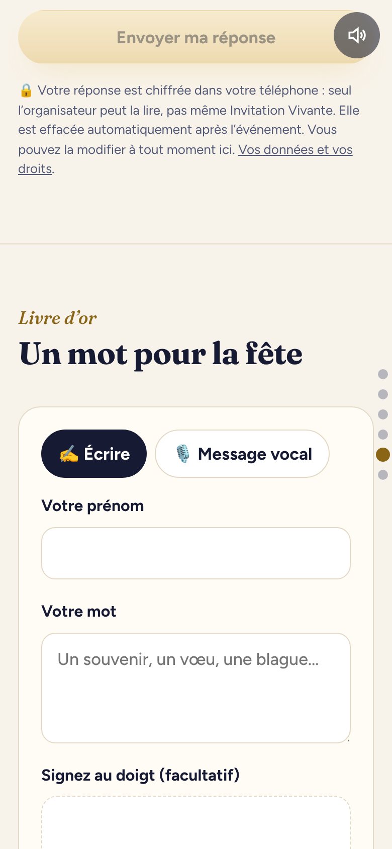Livre d’or avec message vocal et signature
